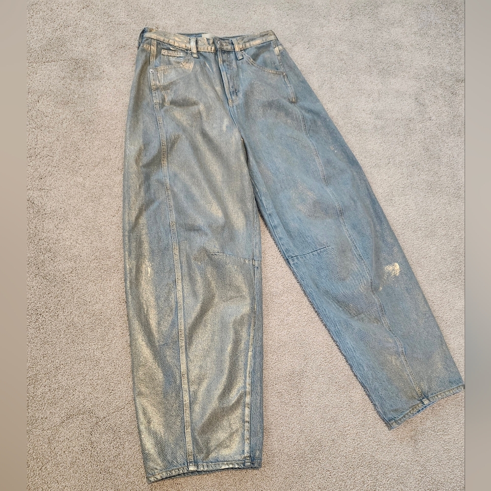 Universal Thread Light Blue Jeans woth Golden Shi… - image 2